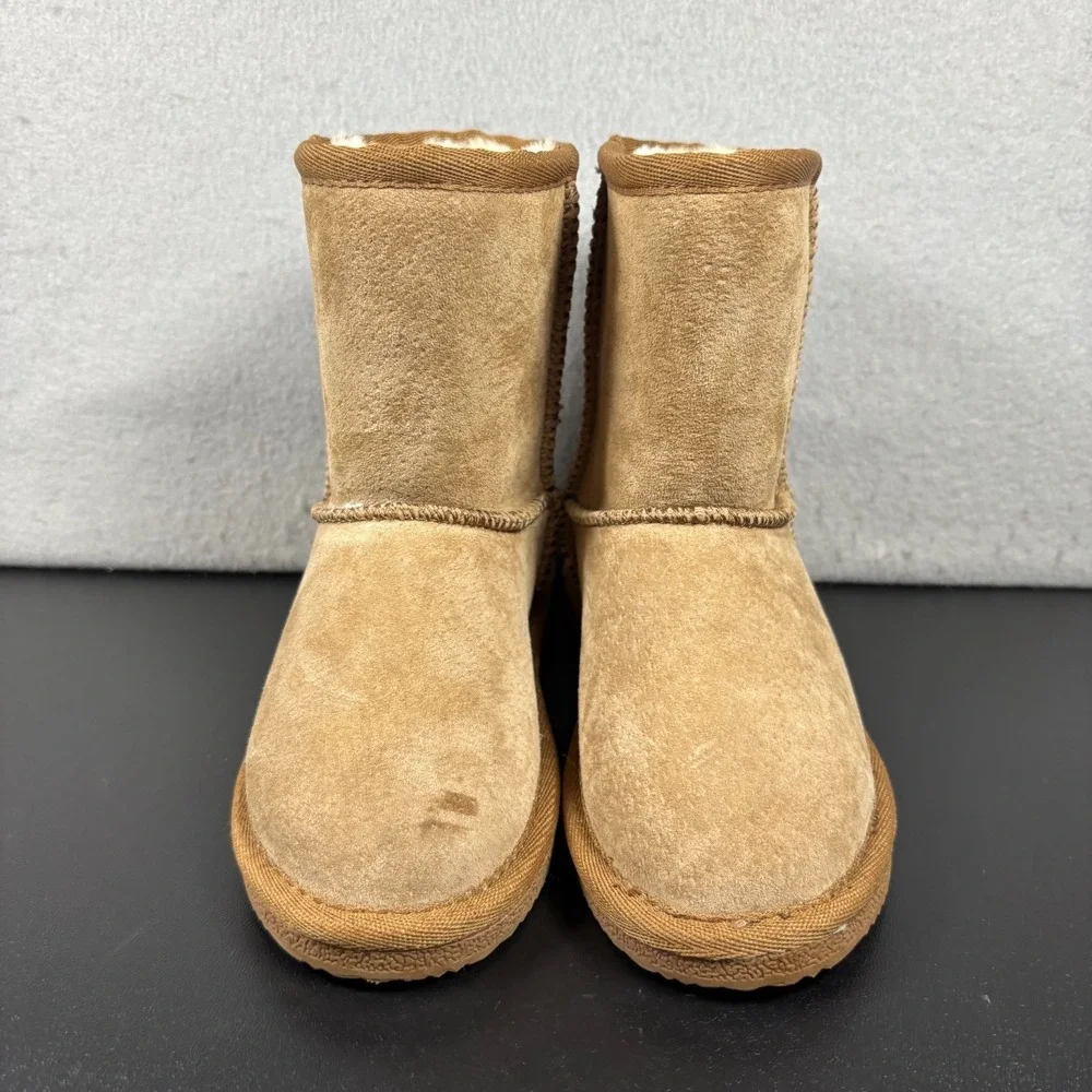 Lamo Girls Classic Ankle Snow Boots Size 12Y Faux Fur Light Brown Tan Winter
